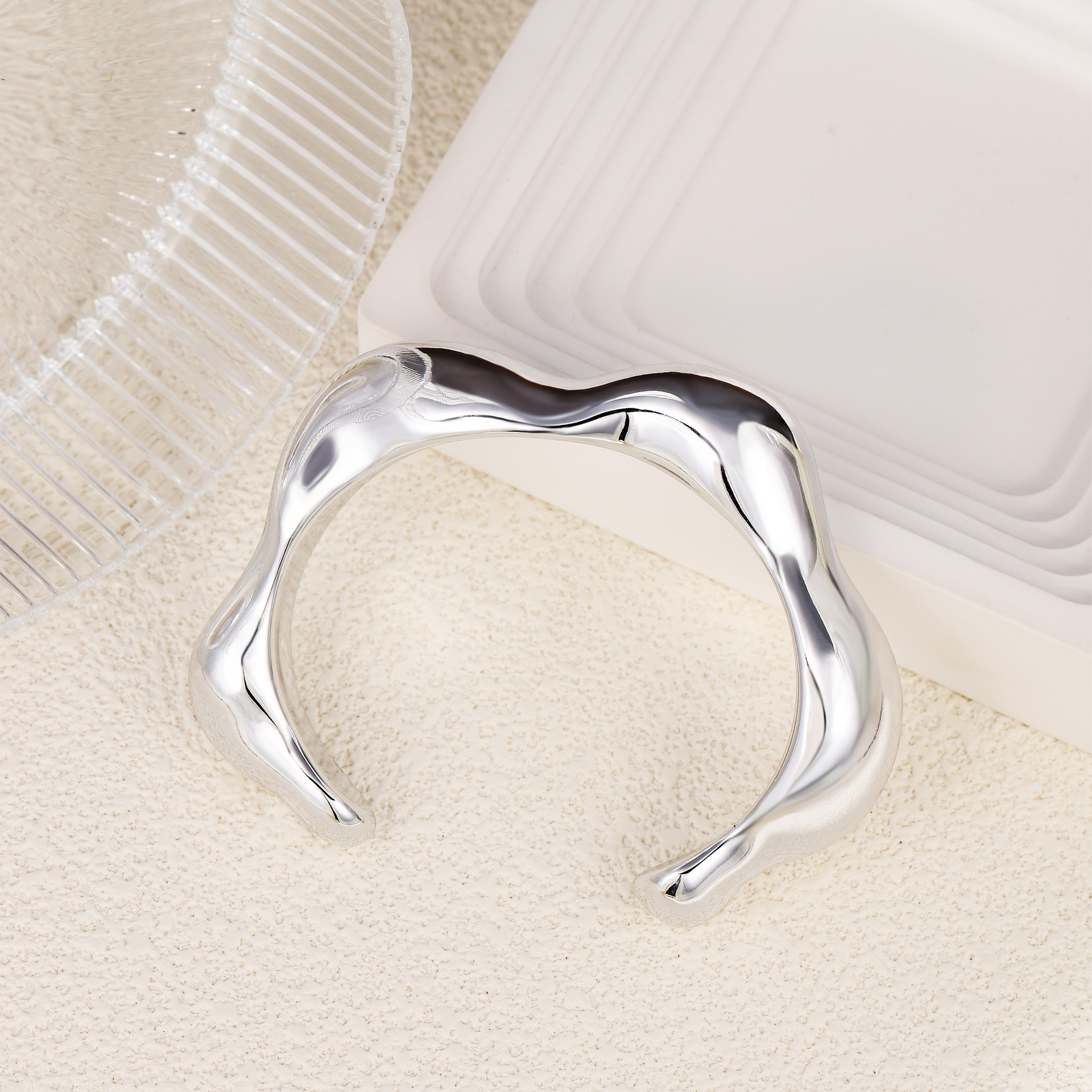 GeometricSmooth CCB Bracelet Brazalete brillante transfronterizo Joyas abiertas de acrílico europeo y americano