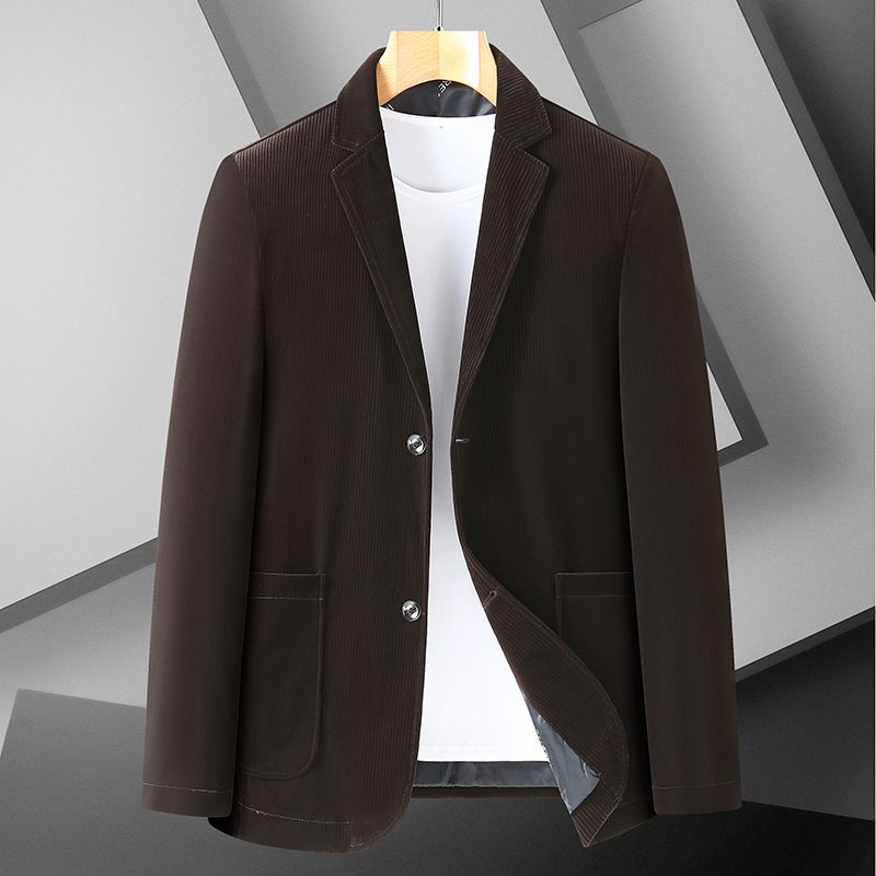 Autumn New Men's Business Striped Suit Men's Extra Large Size Corduroy Solid Color Casual Suit Fashion Jacket Autumn New Men's Business Striped Suit Men's Extra Large Size Corduroy Solid Color Casual Suit Fashion Jacket