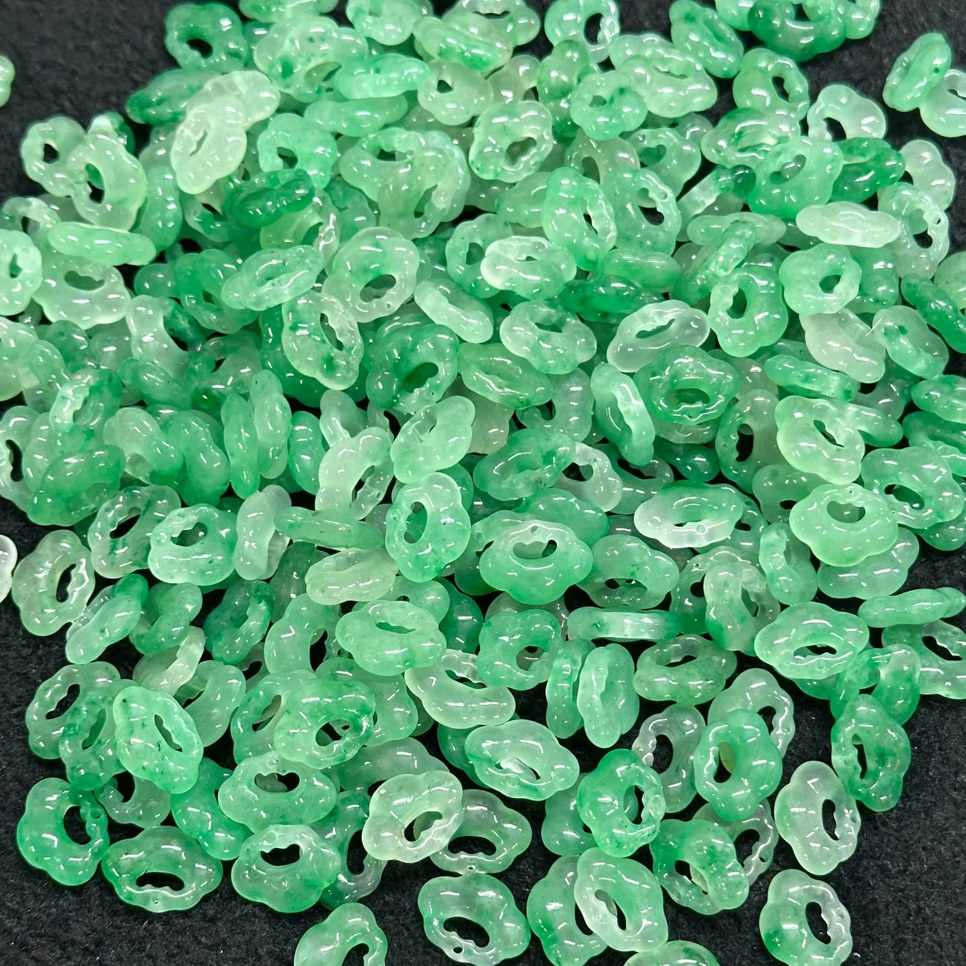 天然独龙玉祥云如意锁吊坠玉石 非洲翠飘花项链配石diy饰品批发