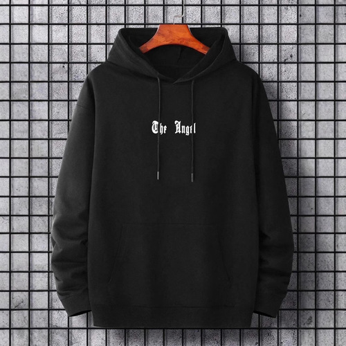 Angel's Wings Printing Male Hoody O-Neck All Match Loose Swe