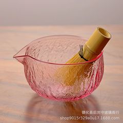 抹茶碗跨境专供 日式锤纹玻璃抹茶碗套装带嘴批发茶筅立亚马逊