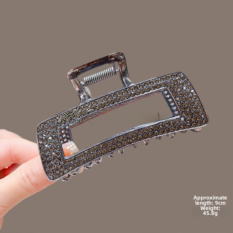 Temperamento Full Diamond Metal Shark Clip Hairpin Back Head Coil Hair Grab Clip Donna Primavera Estate Super Large Clip Copricapo Hair Grab_voghion.com