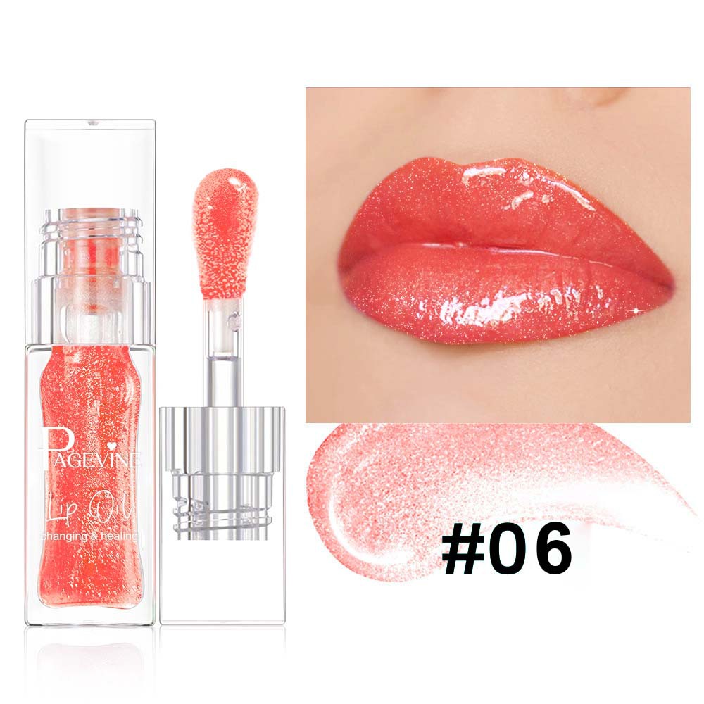 Aceite labial PAGE VINE transfronterizo que cambia de color con la temperatura, 8 colores, brillo labial que cambia de color, cuidado labial, maquillaje labial, brillo labial efecto agua