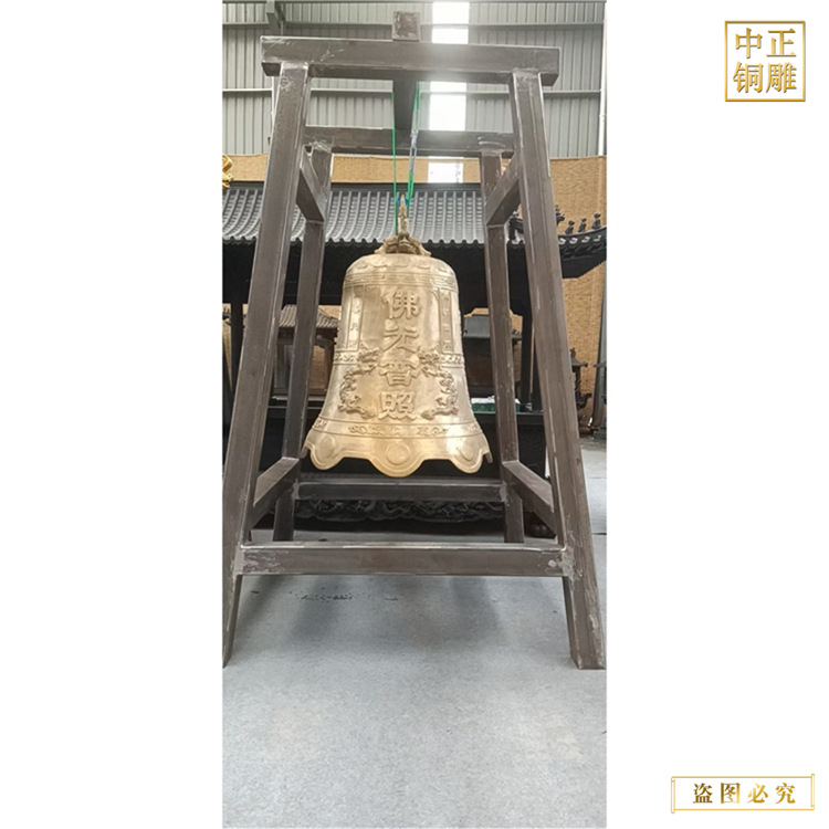 吉祥钟塑像 大型梵钟雕塑 铸造黄铜钟摆件 大型吉祥古钟