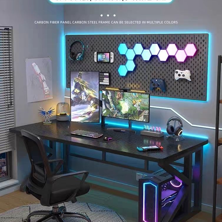 Computer Desk Carbon Fiber Home Desk Simple E-Sports Table Double Modern Bedroom Student Desk Workbench