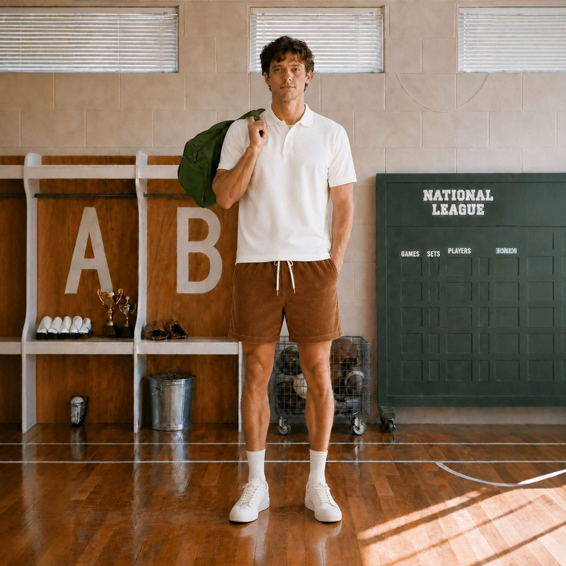 Polo College Style Corduroy Cotton Shorts Men's Classic Casual Versatile 5-Point Shorts 2026 Early Autumn New Product