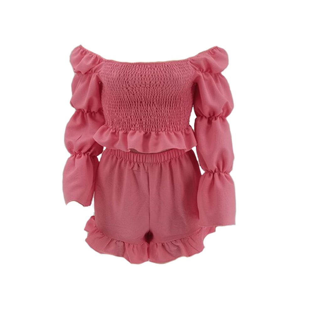 175g Weight Long Sleeve Sleeve Length Polyester Fabric Type Shorts Co-ord Set Sets Type 2 Pieces Set Quantity Street Occasion V Neck Neckline Comfort Function Slim Fit Type Solid Color Pattern Summer Season Women's Gender Pleated Design Sexy Style Street Women's Sexy Solid Color Polyester Pleated Shorts Co-ord Set Shorts Sets 1