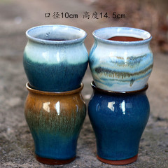 宜興紫砂花盆粗陶透氣單顆多肉小陶罐創意家居亮釉多色陶瓷大花盆