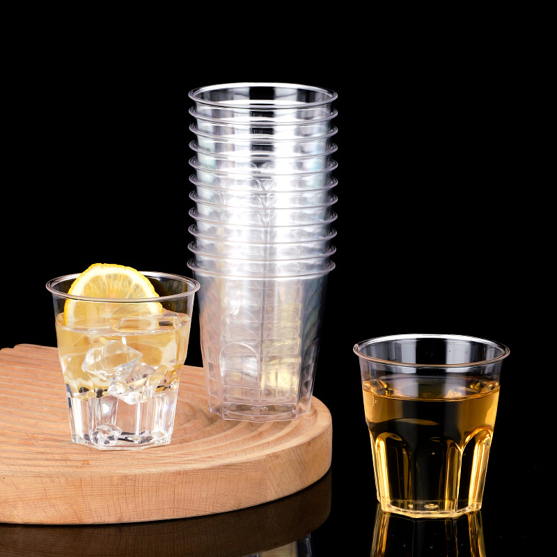 Taza de té desechable Taza de aviación de grado alimenticio Taza dura Taza de plástico transparente desechable Taza de aviación gruesa resistente a la caída