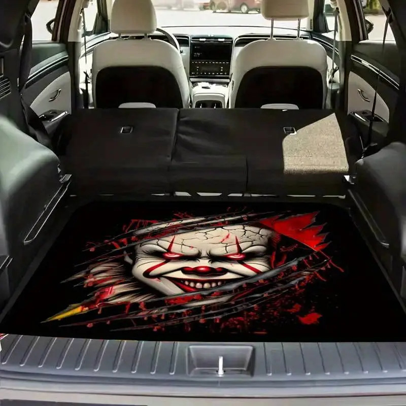 Temu American Clown Skull Car Trunk Mat Home Car Wear-Resistant Dust-Proof Mat Dirt-Resistant Anti-Slip Car Mat