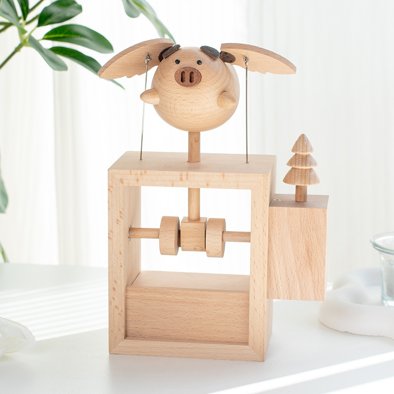 Caja de música de madera giratoria con bailarina de ballet Adorno creativo para el hogar Regalo artesanal de cumpleaños