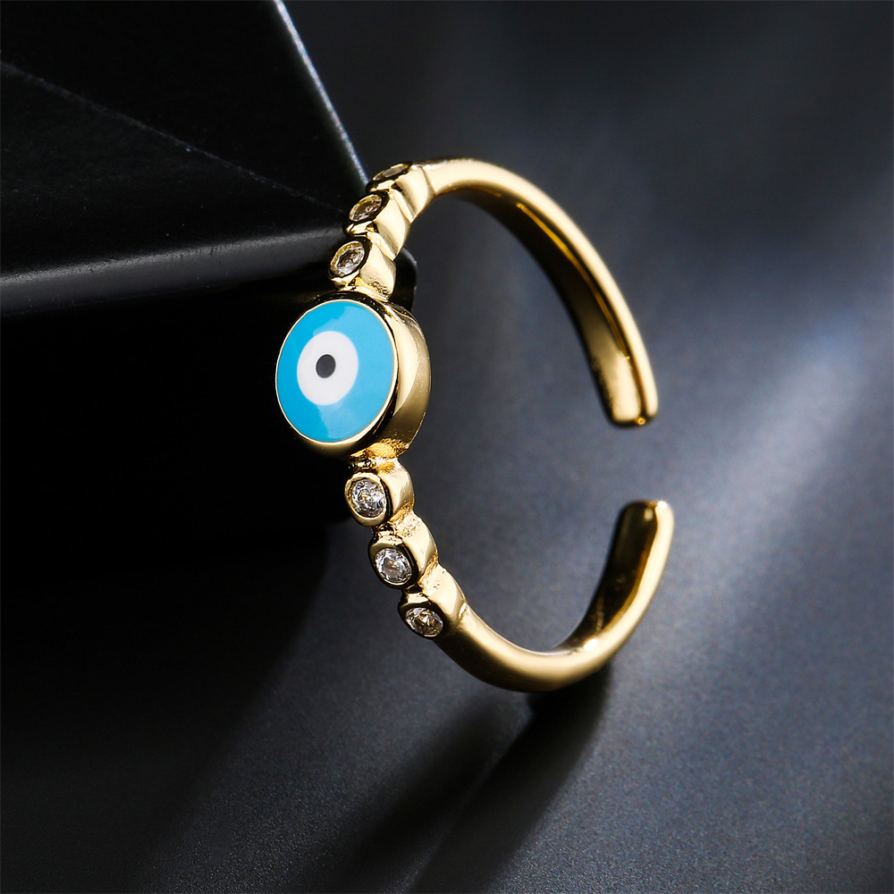 fashion drip oil devilu0027s eye ring copper plated gold open zircon ring