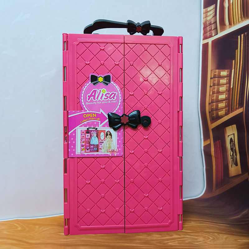 Mini Small Wardrobe Ornaments Toy Wardrobe Storage Hanger Drawer Door Girl Wardrobe Cabinet Small Cotton Doll