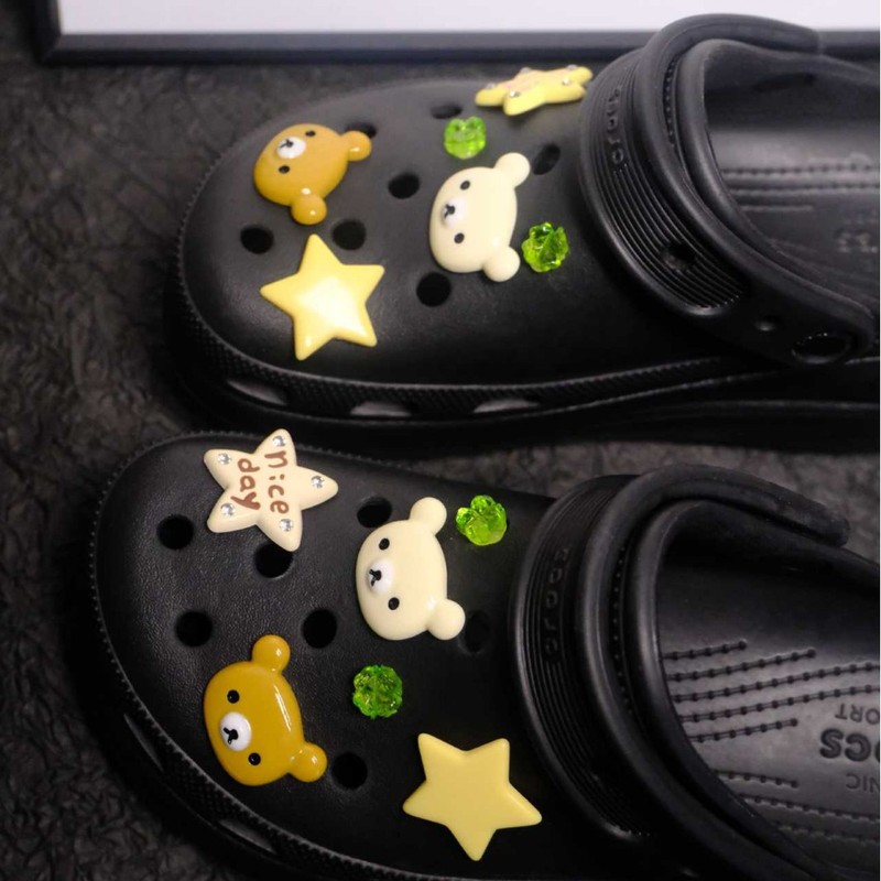 新しいクマ五芒星靴花下駄靴花靴バックル DIY 靴アクセサリーアクセサリーオリジナル漫画取り外し可能|undefined