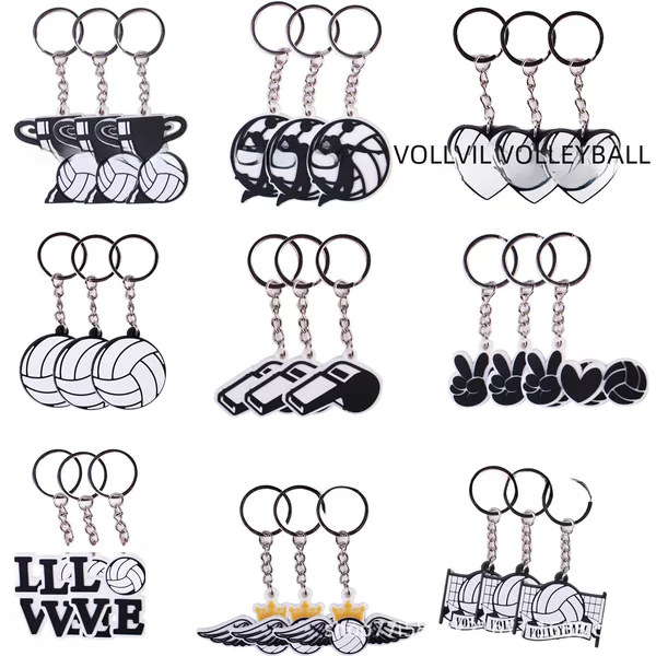 Hot Style Pvc Volleyball Keychain Key Party Decoration Keychain Pendant Buckle Volleyball Wholesale Cross-Border Trophy