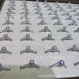 诸暨海水珍珠5-6mm真多麻正圆几乎无瑕戒指女个性气质高级感