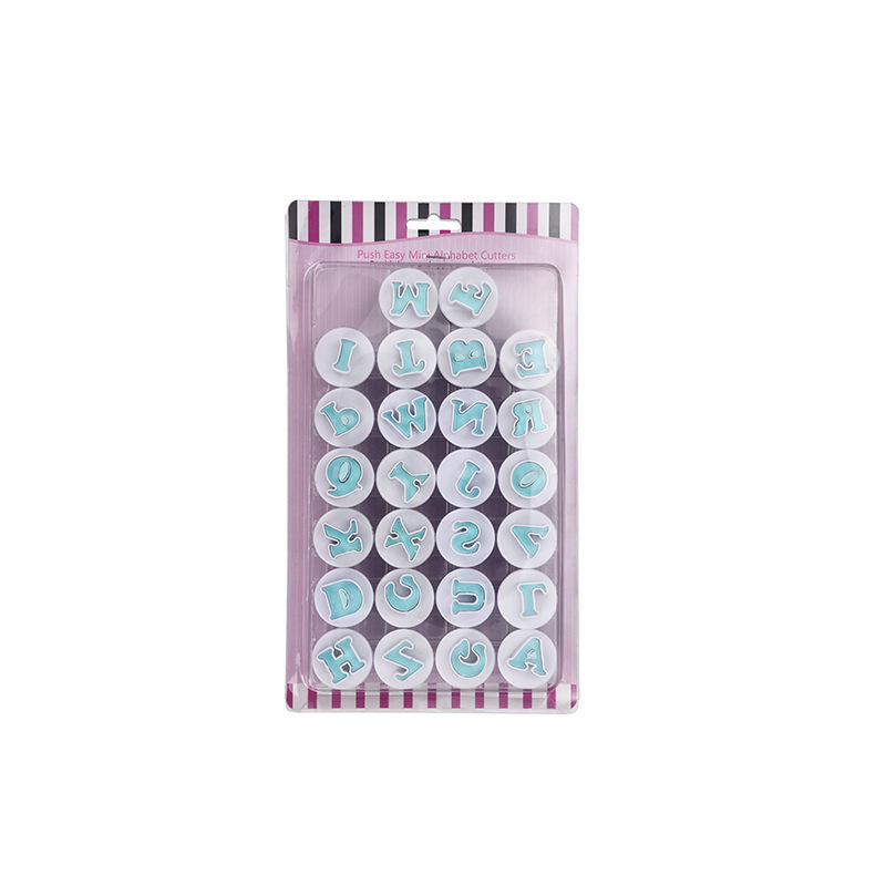 26 piezas caso plástico carta número galleta molde fondant cake molde para hornear herramientas de decoración image 5