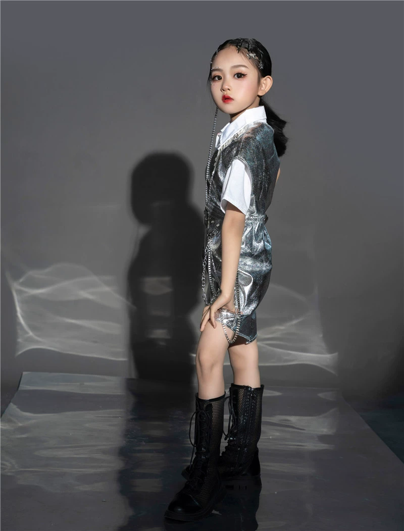 Девочки набор серебра Tide Sweet Sweet Cool Light Luxury Rock Future Technology Theme Waves Model Card Clothing
