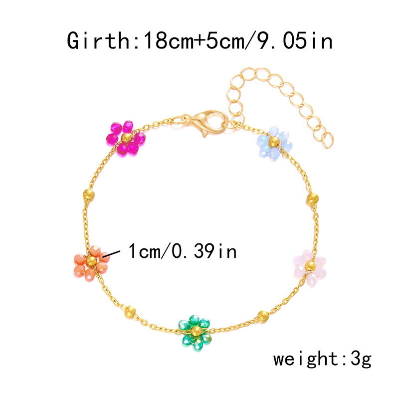 9g Weight 0.05µm-0.08µm Gold Plating Thickness Electroplating Gold Plating Process KC Golden Plated Plating Material Rhinestones, Zinc Alloy Pendant Material Rhinestones Inlay Material Bracelets Classification Alloy Chain Material cable chain Chain Type 1 Piece Quantity Holiday, Daily Occasion Copper Material Flower Pattern Women's Gender Simple Style, Classic Style Style Enamel Craft Simple Style Classic Style Flower Alloy Copper Wholesale Bracelets 13