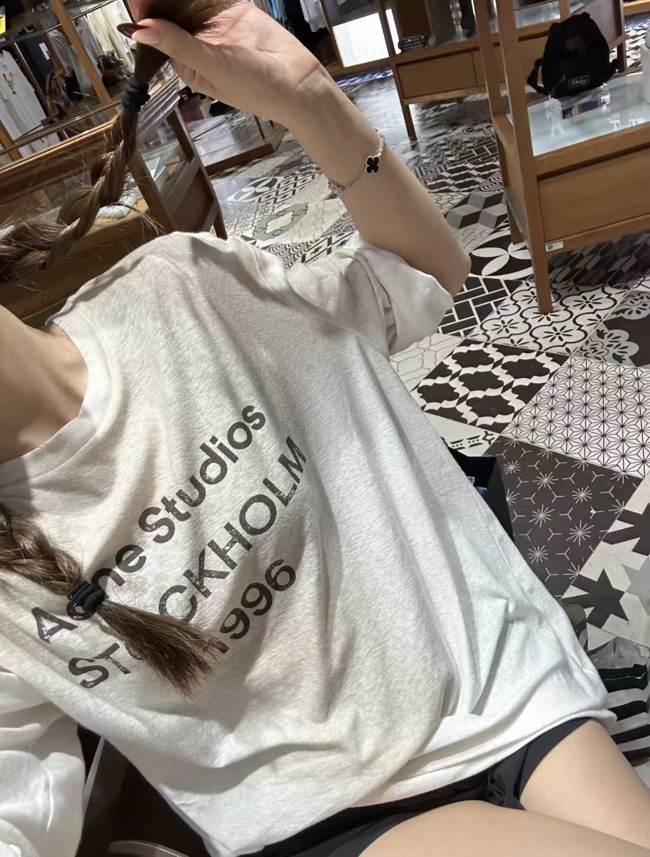 In-Stock Real Photos of the 26 Spring/Summer New Vintage Letter Ac1996 Distressed T-Shirt Short-Sleeve Unisex Couple Style Loose Top