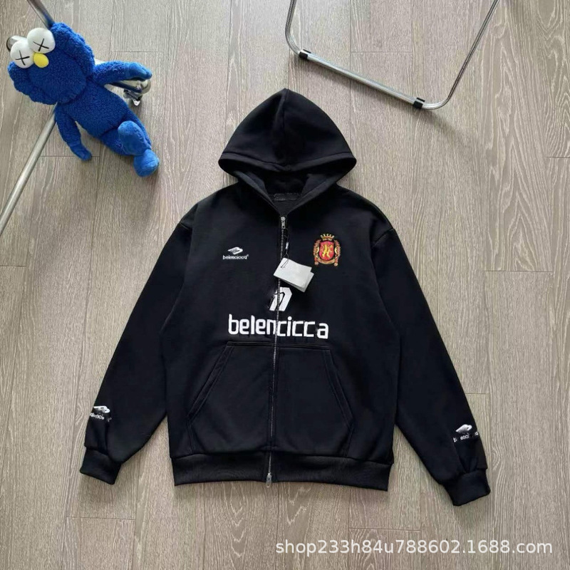 Correct Edition B Home 24SS New Hooded Sweatshirt Couple's Loosen Shirt Over Manchester United Joint Zipper Poison Home Correct Edition B Home 24SS New Hooded Sweatshirt Couple's Loosen Shirt Over Manchester United Joint Zipper Poison Home