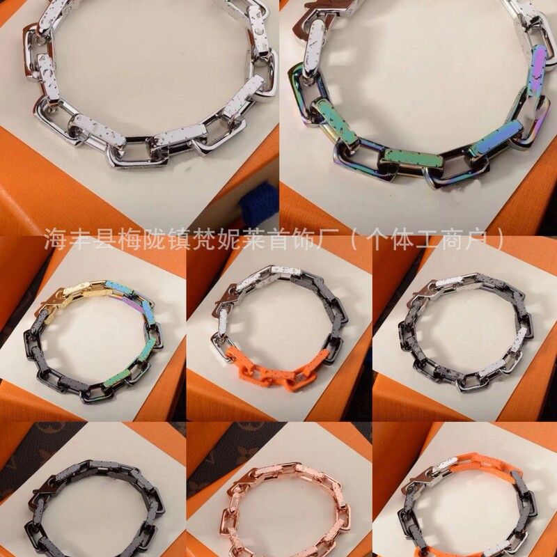 Donkey home high-end bamboo quenching Cuban bracelet titanium steel retro hip-hop couple series color matching splicing factory direct sales