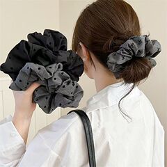 気質の蝶結びの波点の大腸の髪輪の女性は団子の髪のひもの高弾力の丈夫なゴムのひもの髪飾りを刺します。