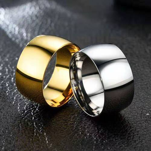 European and American supply 12mm internal and external arc stainless steel ring personalized men's finger titanium steel jewelry ring
