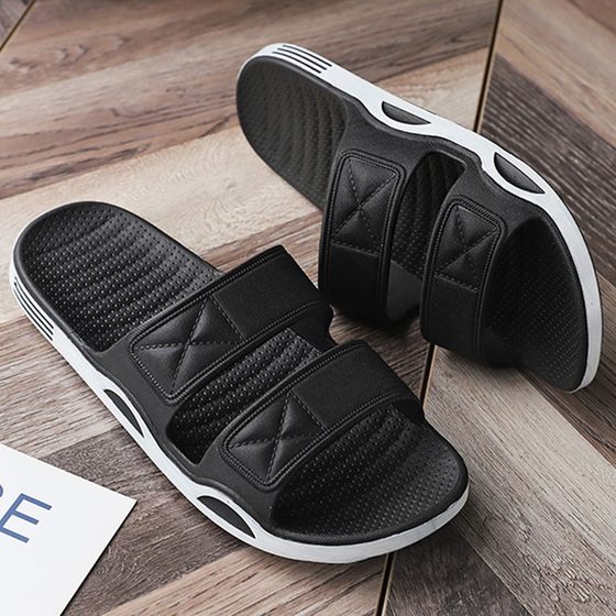 Slippers Men's Summer Outer Wear Non-slip Thick Bottom Wear-resistant Home Deodorant Household Bathroom Bath Soft Bottom One-word Sandals for Men