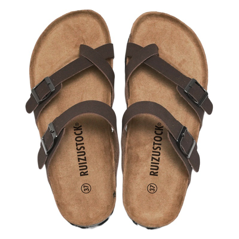 Ruizu 2025 秋と夏の新しい女性のコルクスリッパトレンディなメンズサンダルカップルビーチシューズマッソンアウターウェア