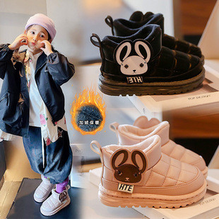 Children's Snow Boots Girls Winter 2023 New Velvet Anti-Slip Warm Large Cotton Shoes Girls Thickeneded Baby Cotton Boots