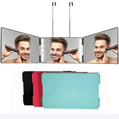 Cross-border hairdressing three-sided mirror LED makeup mirror portable foldable three-fold rear view haircut mirror three-sided mirror with light