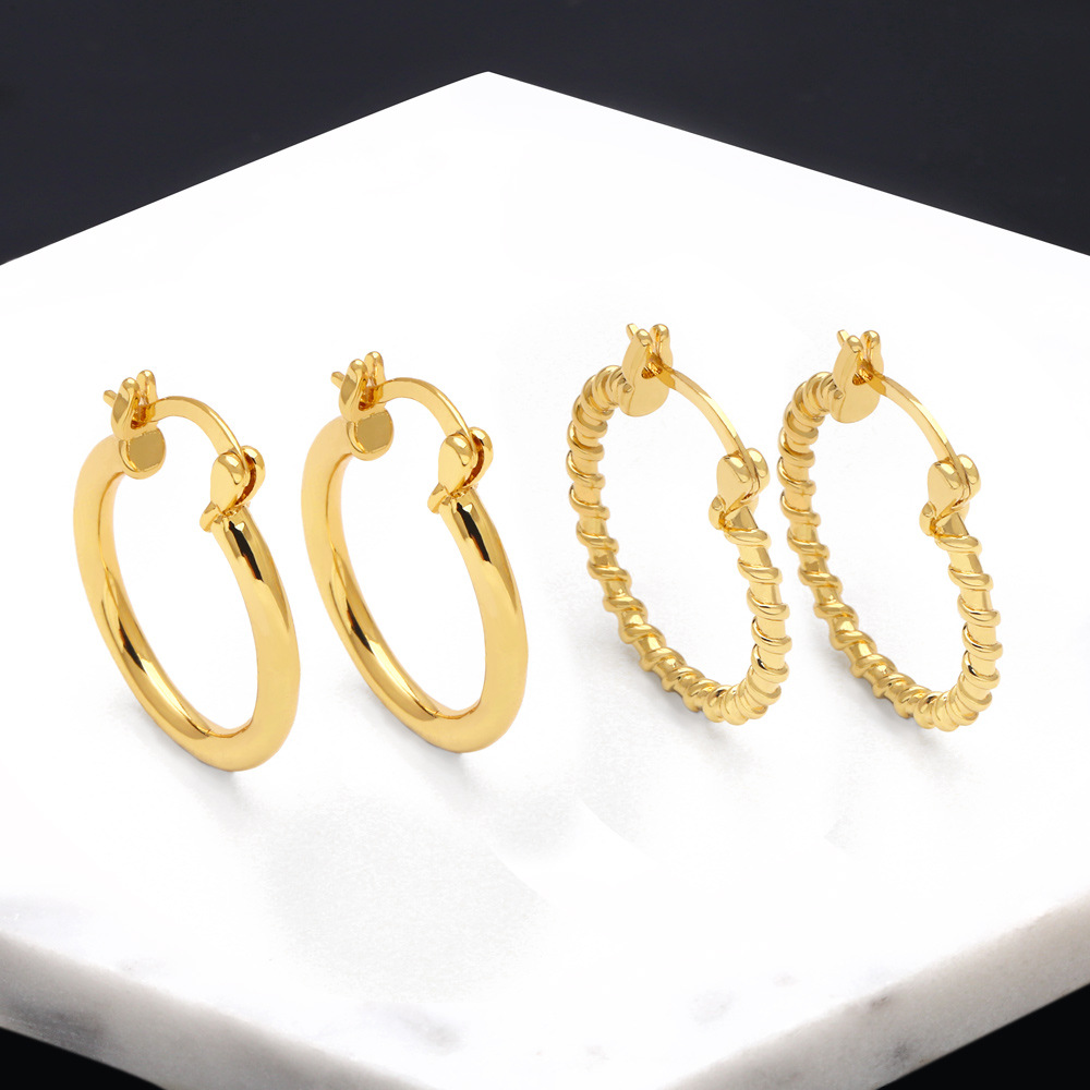 Simple Style Solid Color Copper Hoop Earrings Copper Earrings