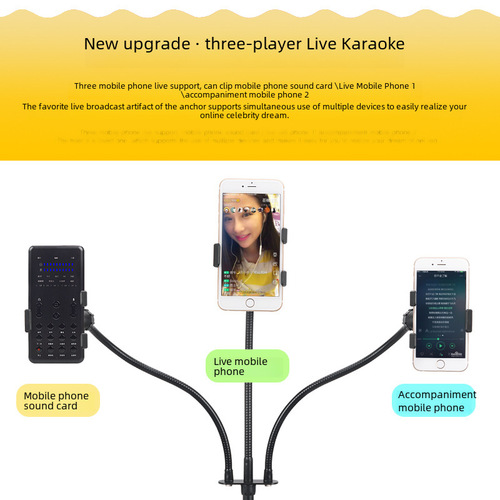 Mobile phone live streaming multi-camera stand, vertical microphone stage performance rack, karaoke microphone tripod