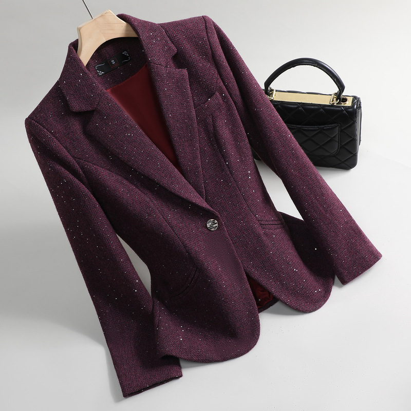 Sequin Blazer for Women 2026 New Style Elegant Design Casual Top Women's Slim Fit Professional Suit for Work Sequin Blazer for Women 2026 New Style Elegant Design Casual Top Women's Slim Fit Professional Suit for Work