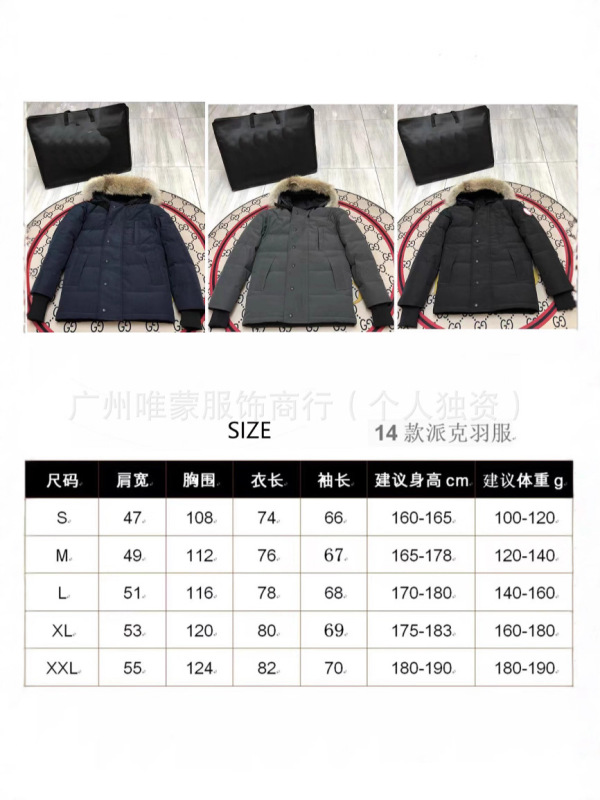 外贸专供羽绒服男士派克大衣外套带狼毛|undefined