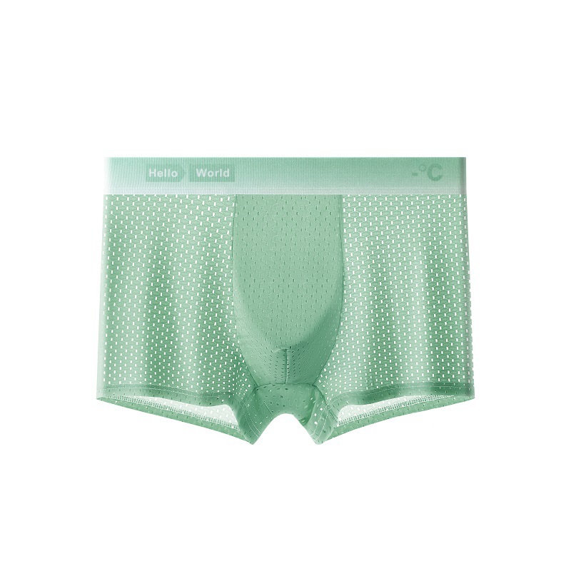 Ropa interior masculina de seda de hielo verano delgada malla de cintura media transpirable Boxer shorts para niños cabeza ropa interior juvenil antibacteriana