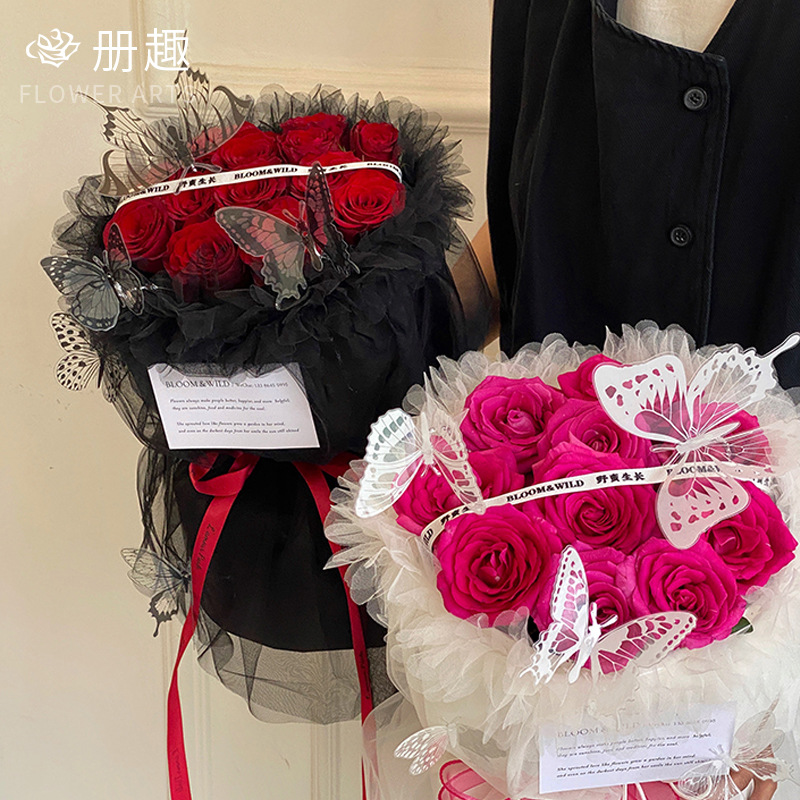 Nuevo PVC tridimensional mariposa accesorios tarjeta impermeable flor regalo decoración flor tienda accesorios hechos a mano material de bricolaje