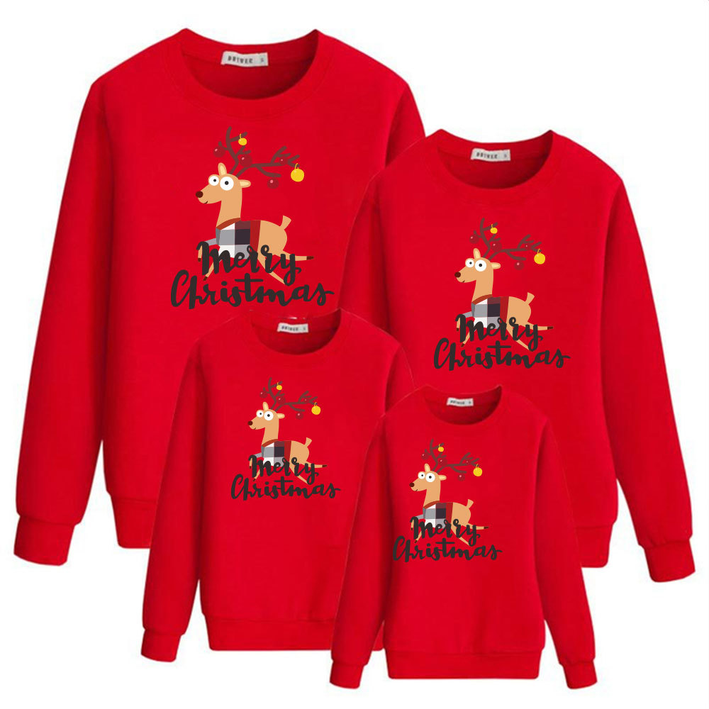 Otoño e Invierno Terry suéter ropa de padre-hijo una familia de tres o cuatro madre-hija padre-hijo Año Nuevo rojo Año Nuevo saludo ropa completa decoración del hogar
