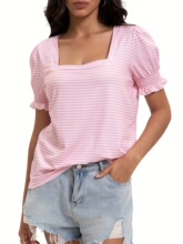 W 22851 U Neck Petal Sleeve T-Shirt U�I������T�� �W���羳