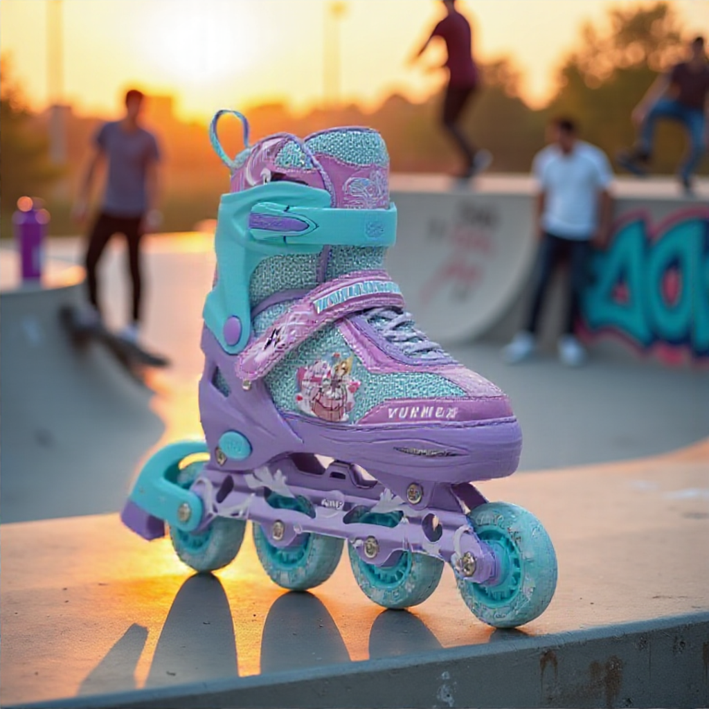 Brand Alliance Anime Cartoon Children's Eight-Wheel Full Flash Barbie Princess Spider Doll Roller Skates