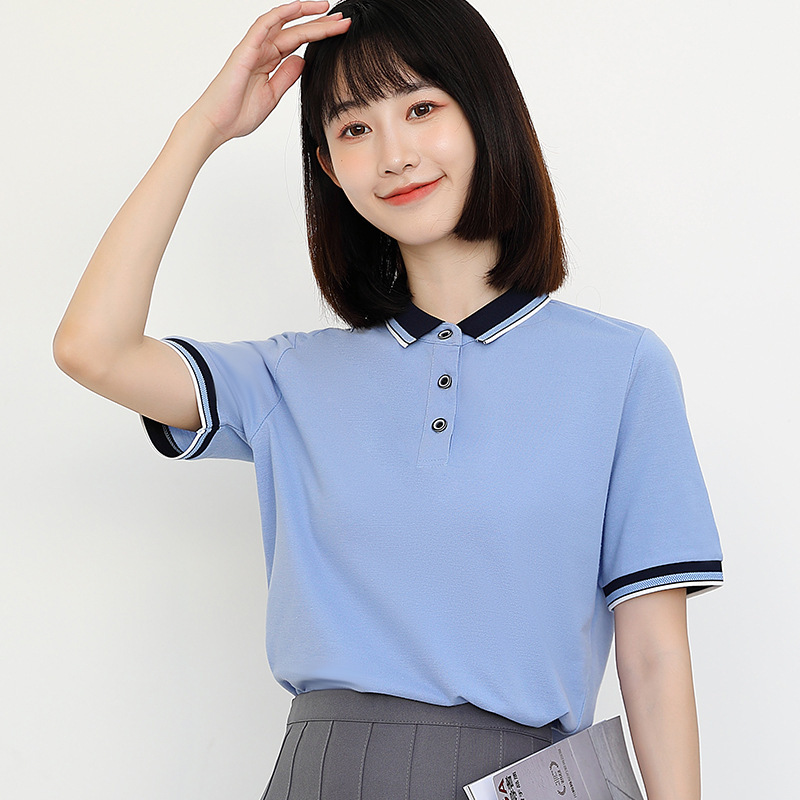半袖poloシャツをめくってロゴを印刷する作業服刺繍文化純綿工装幼師園服班服|undefined