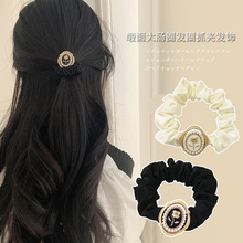 法式玫瑰花大肠发圈高弹力绑头发扎丸子头绳高级感女扎头发绳头饰
