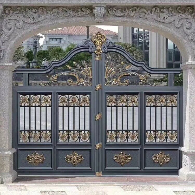 Country Yard Courtyard House Aluminum Art Gate Anti-Theft Fancy Aluminum Art Gate High-End House Double Door