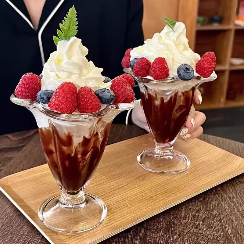 Creative Dessert Cup Glass Ice Cream Cup Ice Cream Ball Shaved Ice Cup Smoothie Bowl Juice Cup Popular Household Glass