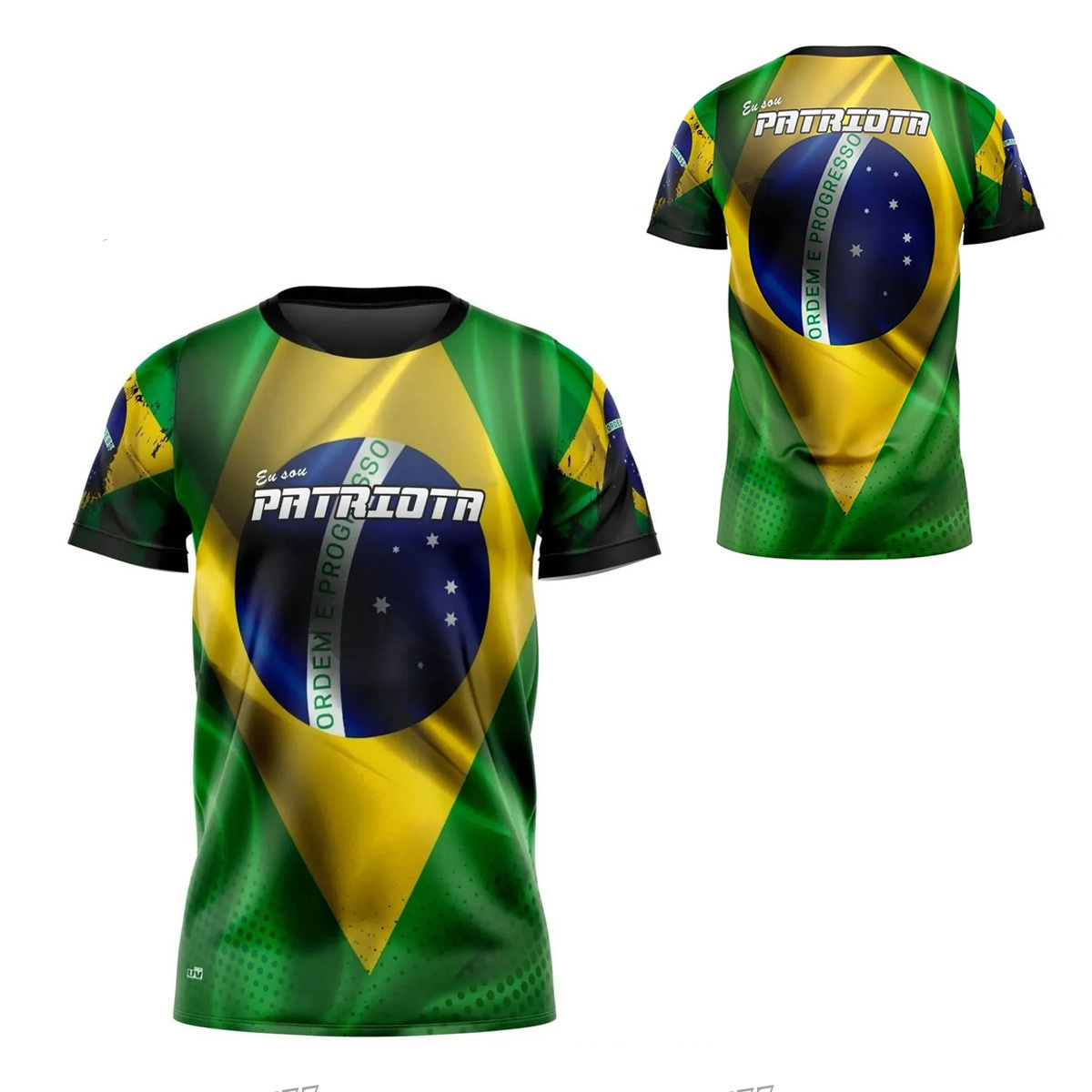 2024 nueva camiseta impresa 3D de la bandera brasileña transfronteriza de los hombres venta caliente transfronteriza estilo brazil flags camiseta