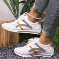 White Sneakers with Grey or Red Accents, European-Style Casual Athletic Shoes for Leisure, Unisex