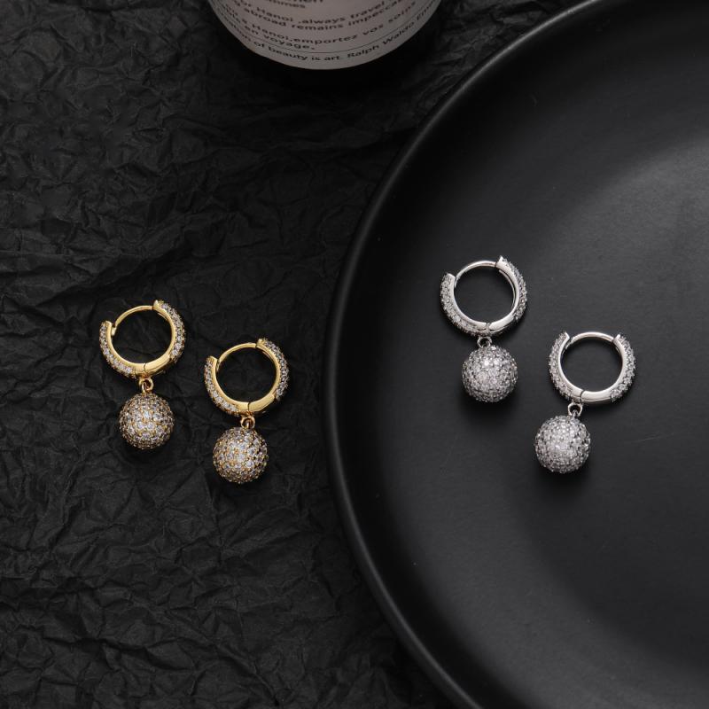 Women's fashionable sophisticated spherical stone inlay with zircon