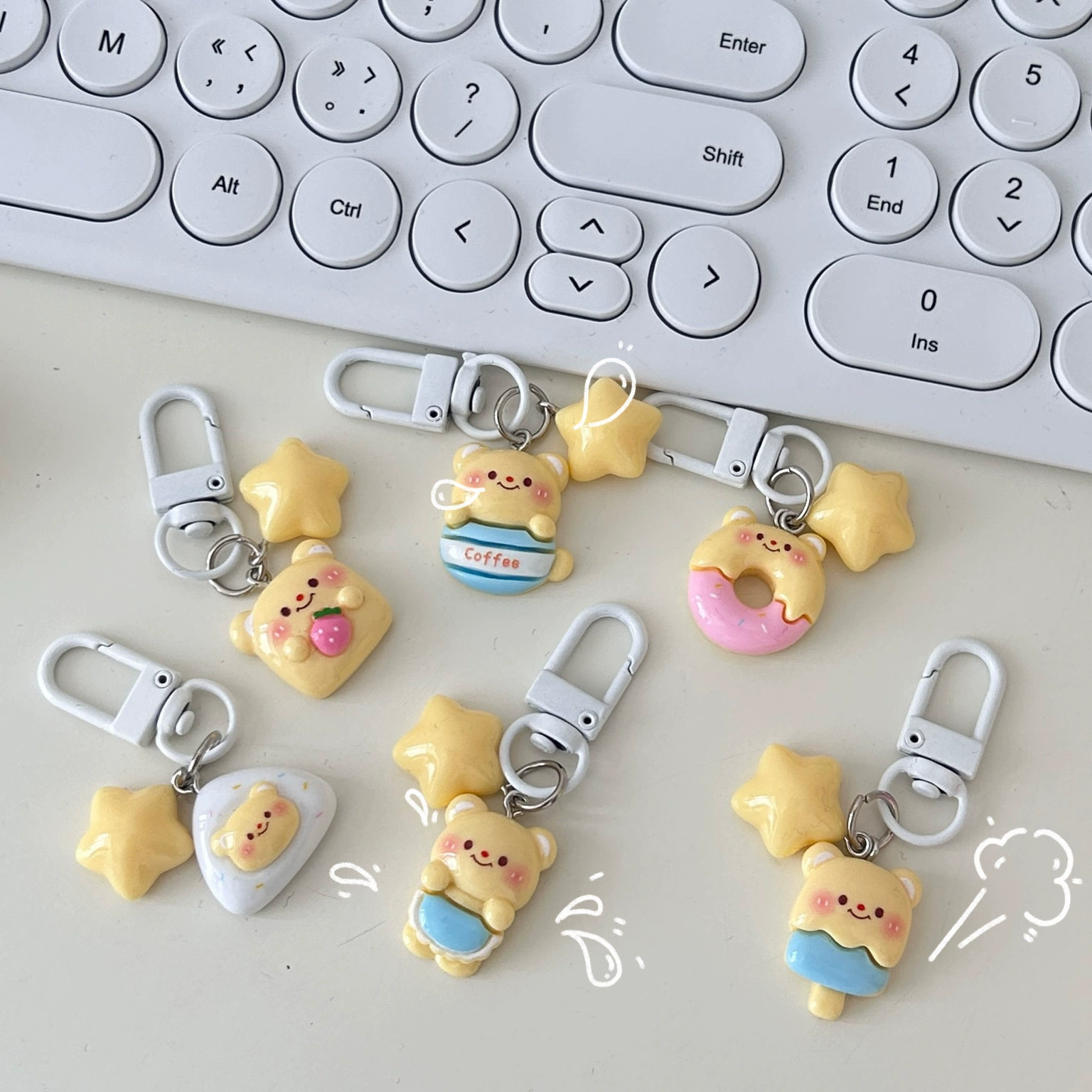 Cute Bear Keychain Pendant, Decorative Bag Charm, 3×3×3 cm, Assorted Designs