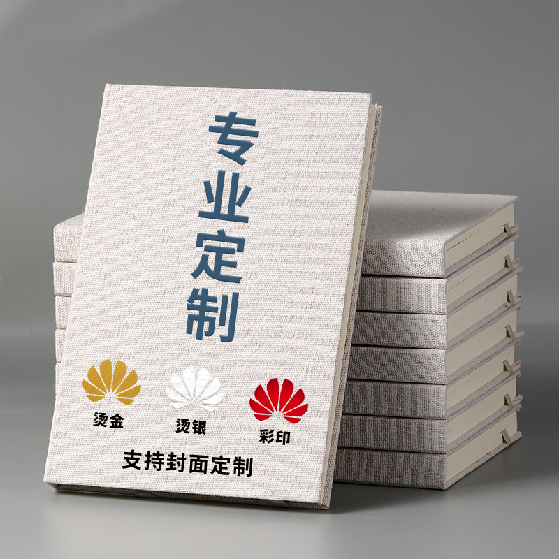 Cross-border linen notebook a5 strap notepad hardcover hard shell office strict selection notebook custom logo